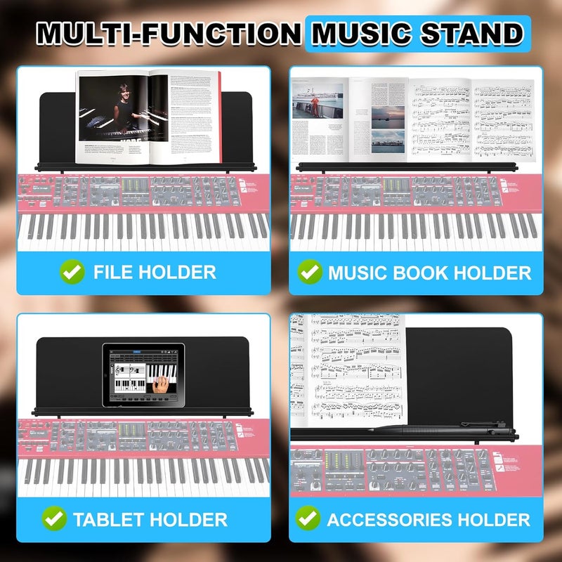 FormiPow Sheet Music Stand for Nord Keyboards, Compatible with Nord Grand 1/2, Stage 2/3/4 (73/76/88/Compact), Piano 2/3/4/5, Electro 6, C2/C2D, Quiet & Secure Clip-On Design (27.5" x 10.5") - Image 3